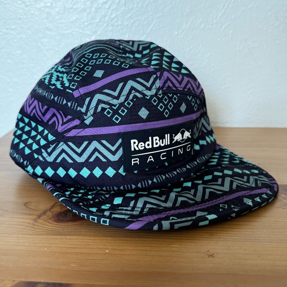 Red Bull Racing Navy Purple Teal Geometric Aztec Snapback Bike Hat - One Size